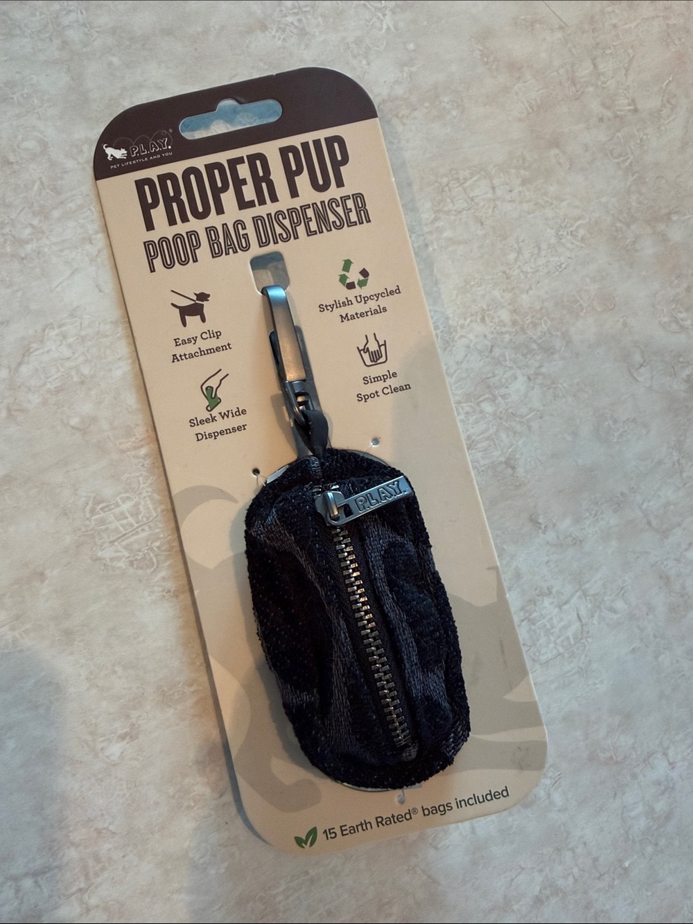 P.L.A.Y. Proper Pup Poop Bag Dispenser -Color Black Giraffe/Sangria